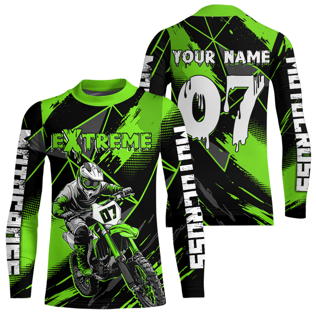 Custom Green MX Racing Extreme Shirts Kid Men Women Youth Motocross Shirts UPF30+ DNT35