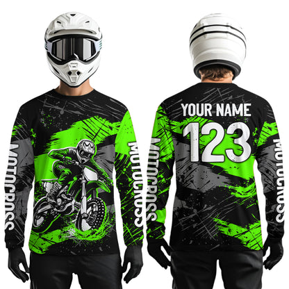 Custom Green Youth Motocross Jersey Motocycle Shirts Shirt Kid Men Women Motocross Shirt UPF30+ DNT38