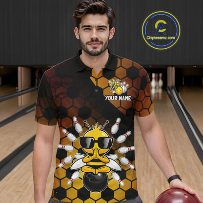 Custom Funny Bee Bowling Jersey for Men Bowling Team Shirts Bowling Polo & 1/4 Zip HNT267