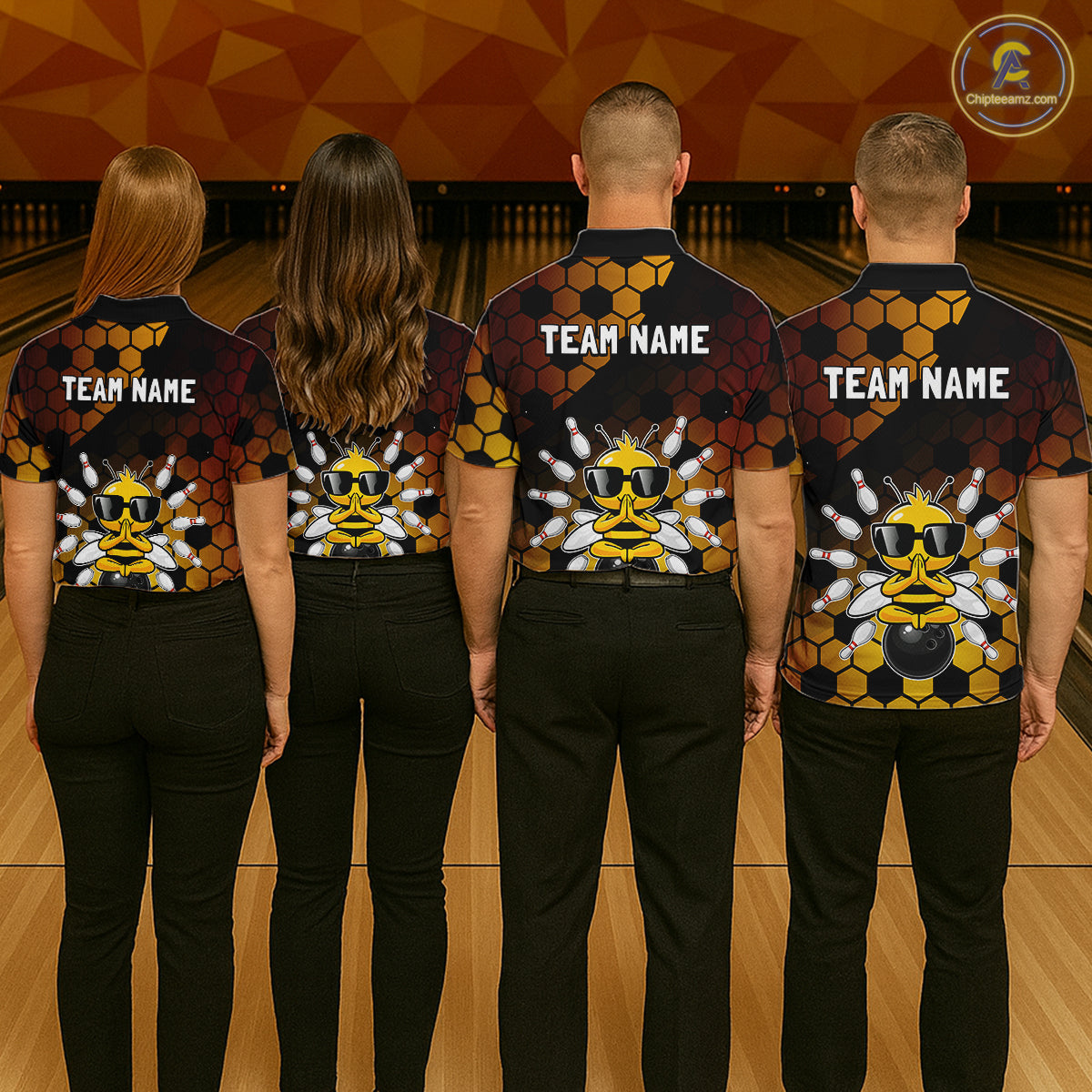 Custom Funny Bee Bowling Jersey for Men Bowling Team Shirts Bowling Polo & 1/4 Zip HNT267