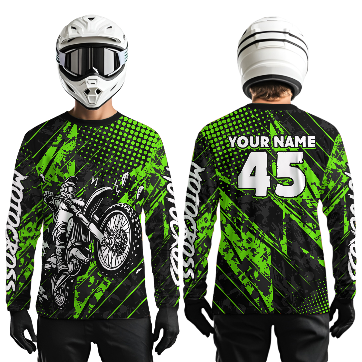 Custom Green Motocross Jersey Racing for Men Women Kid Motocycle Shirts UPF30+ DNT44