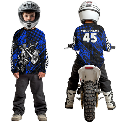 Custom Blue Motocross Jersey Racing for Men Women Kid Motocycle Shirts UPF30+ DNT44