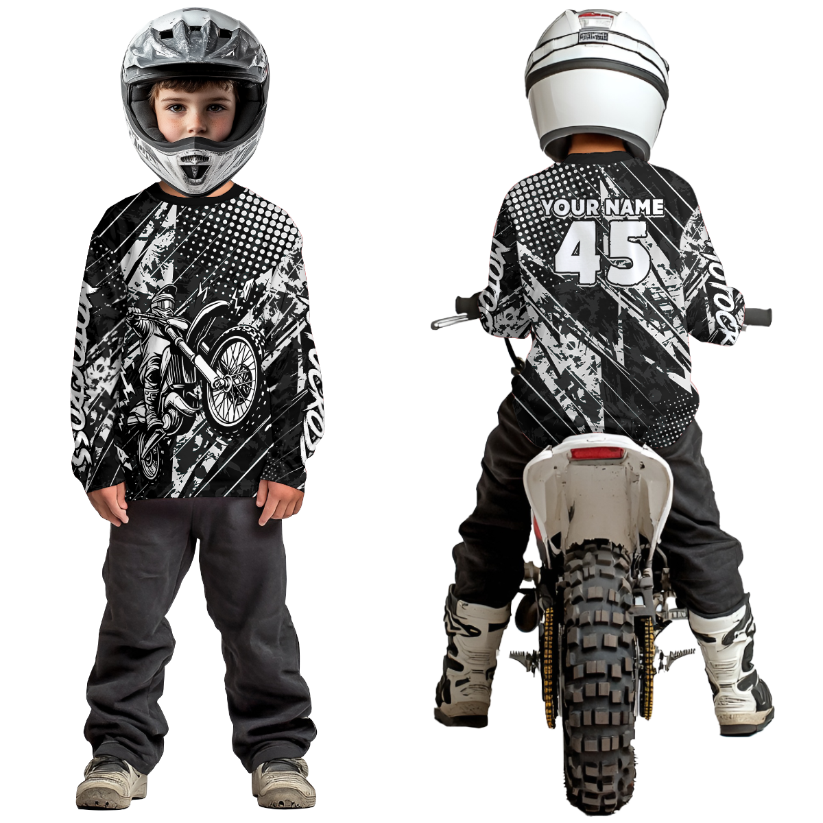 Custom Black Motocross Jersey Racing for Men Women Kid Motocycle Shirts UPF30+ DNT44
