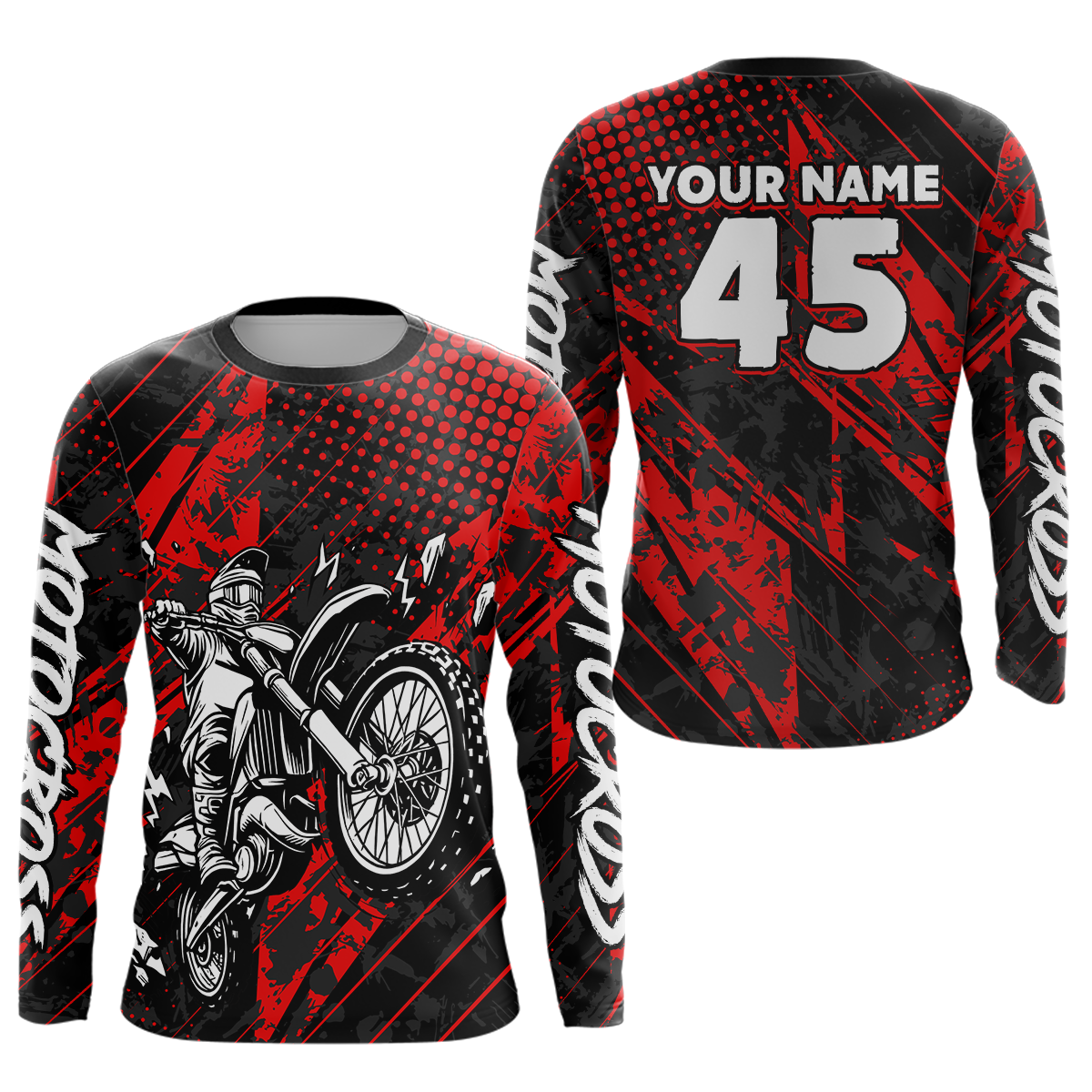 Custom Red Motocross Jersey Racing for Men Women Kid Motocycle Shirts UPF30+ DNT44