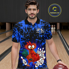 Load image into Gallery viewer, Blue Funny Chicken Bowling Jersey for Men Bowling League Bowling Team Shirts Polo &amp; 1/4 Zip HN232
