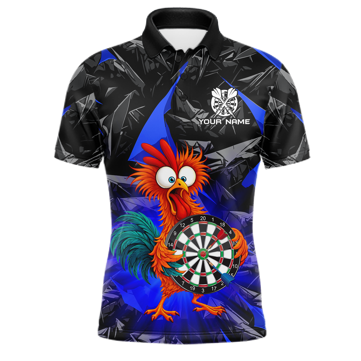 Custom Funny Blue Chicken Dart Shirts For Men Dart Board Gifts Darts Team Jerseys Dart League NNT152