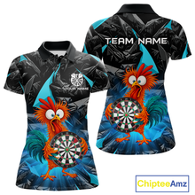 Load image into Gallery viewer, Custom Funny Turquoise Chicken Dart Shirts For Women Dart Board Gifts Darts Team Jerseys Dart League NNT152