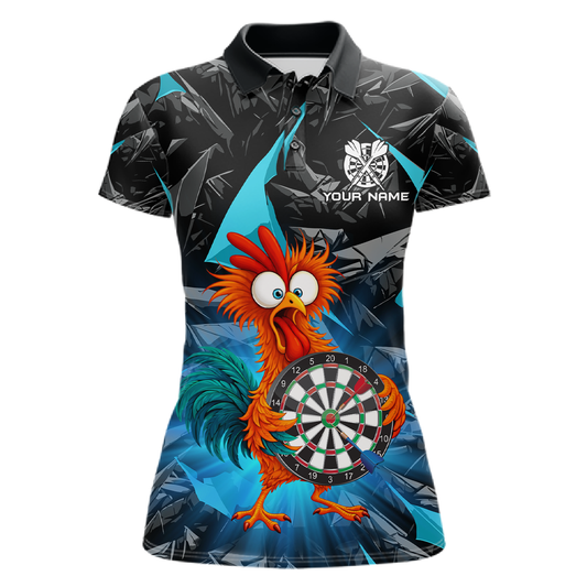 Custom Funny Turquoise Chicken Dart Shirts For Women Dart Board Gifts Darts Team Jerseys Dart League NNT152