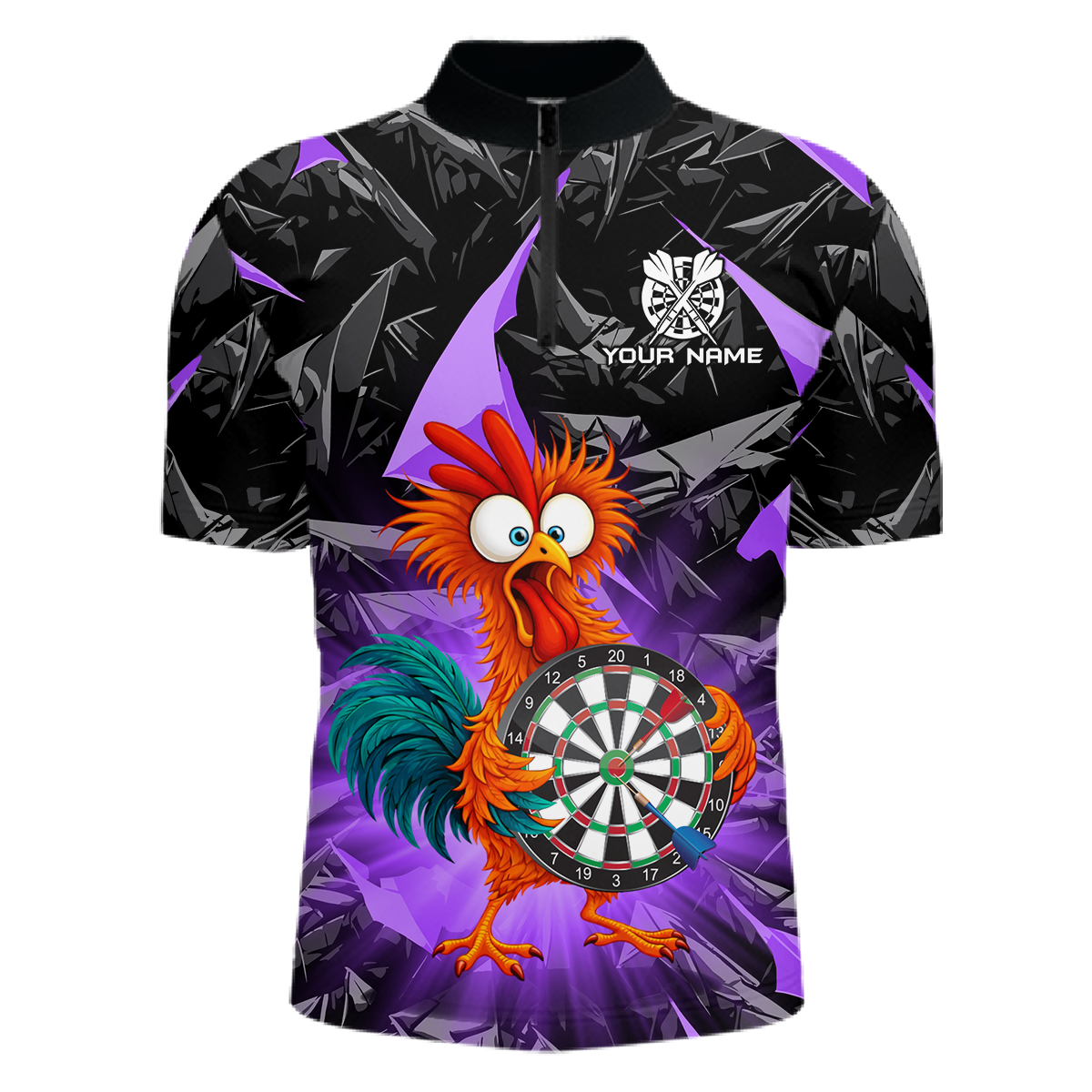 Custom Funny Purple Chicken Dart Shirts For Men Dart Board Gifts Darts Team Jerseys Dart League NNT152