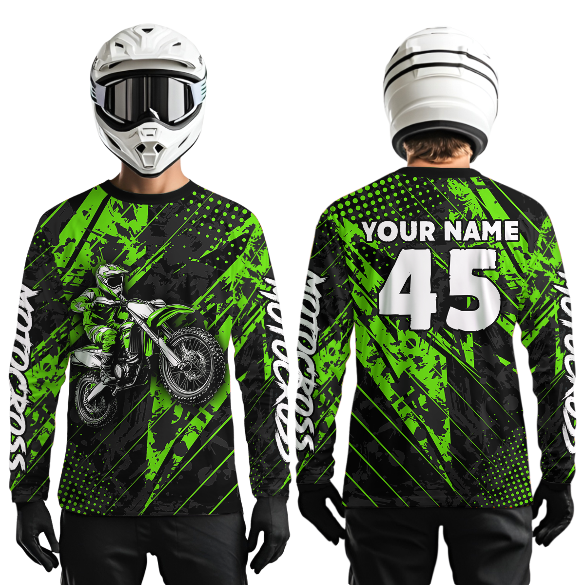 Custom Green Motocross Jersey Kid Adult Dirt Bike Off-Road Shirt Motorcycle Shirt Upf30+ DNT52