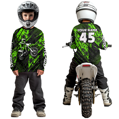 Custom Green Motocross Jersey Kid Adult Dirt Bike Off-Road Shirt Motorcycle Shirt Upf30+ DNT52