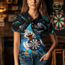 Load image into Gallery viewer, Custom Turquoise Duck Funny Dart Shirt Dart Team Jersey for Women Dartboard Polo &amp; 1/4Zip NNT167