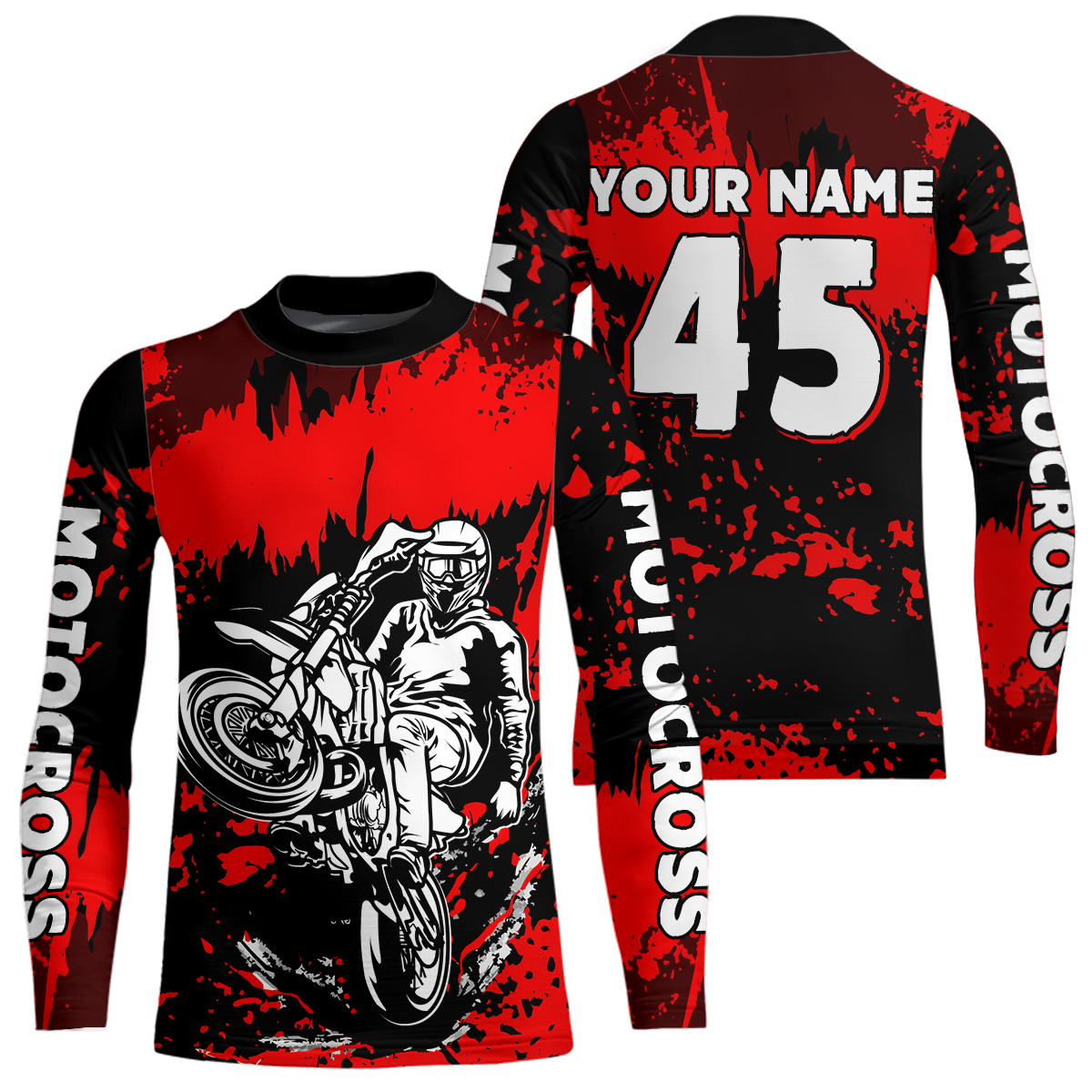 Custom Red Motocross Jersey for Men Women Kids UPF30+ MX Motorcycle Racing DNT22