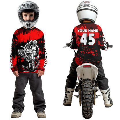 Custom Red Motocross Jersey for Men Women Kids UPF30+ MX Motorcycle Racing DNT22