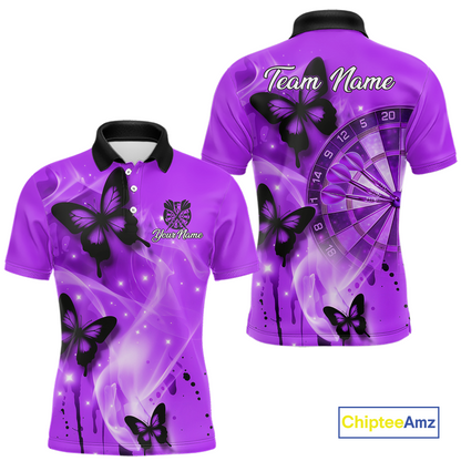 Custom Purple Galaxy Butterflies Darts Shirt for Men Darts Team Jerseys Dartboard Shirt NNT261