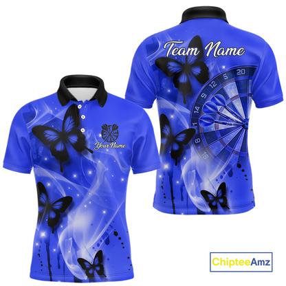 Custom Blue Galaxy Butterflies Darts Shirt for Men Darts Team Jerseys Dartboard Shirt NNT261