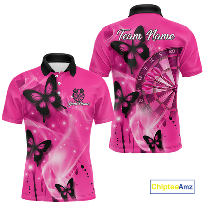 Custom Pink Galaxy Butterflies Darts Shirt for Men Darts Team Jerseys Dartboard Shirt NNT261