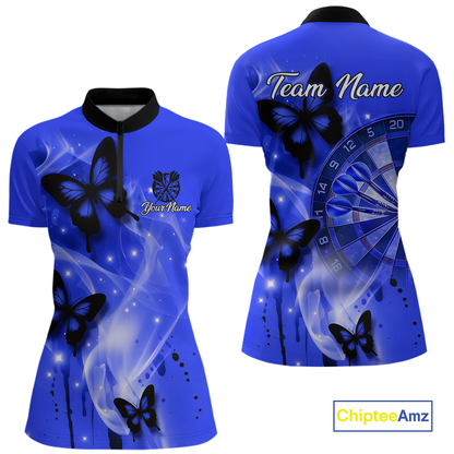 Custom Blue Galaxy Butterflies Darts Shirt for Women Darts Team Jerseys Dartboard Shirt NNT261