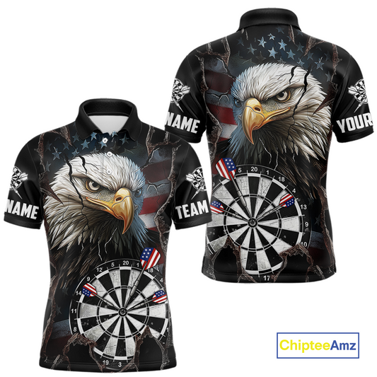 Custom US Flag Eagle Dart Shirts For Men Dart Board Gifts Darts Team Jerseys Dart League NNT154