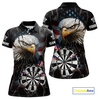 Custom US Flag Eagle Dart Shirts For Women Dart Board Gifts Darts Team Jerseys Dart League NNT154