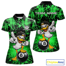 Load image into Gallery viewer, Custom Green Funny Duck Billiard Shirt for Women Billiard Team Jersey League 8 Ball Pool Shirts NNT171