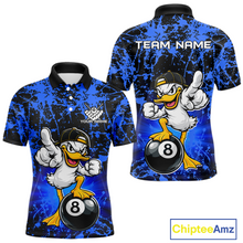Load image into Gallery viewer, Custom Blue Funny Duck Billiard Shirt for Men Billiard Team Jersey League 8 Ball Pool Shirts NNT171