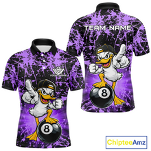 Load image into Gallery viewer, Custom Purple Funny Duck Billiard Shirt for Men Billiard Team Jersey League 8 Ball Pool Shirts NNT171