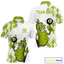 Load image into Gallery viewer, Custom Funny Pickle 8 Ball Pool Shirts Argyle Billiard Shirt for Men Billiard Team Jersey League NNT173