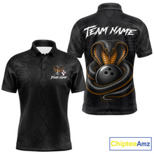Load image into Gallery viewer, Custom Black Cobra Snake Bowling Jersey for Men Bowling Team Shirts Bowling League HNT309
