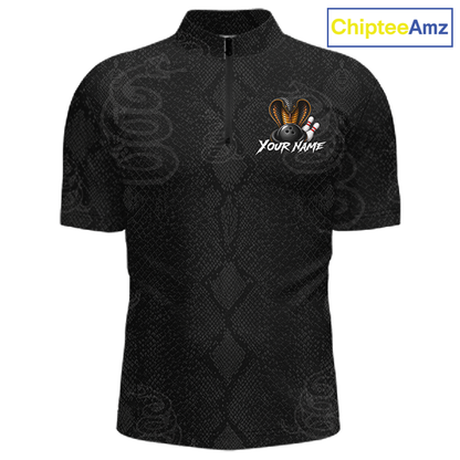 Custom Black Cobra Snake Bowling Jersey for Men Bowling Team Shirts Bowling League HNT309