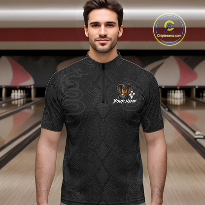 Custom Black Cobra Snake Bowling Jersey for Men Bowling Team Shirts Bowling League HNT309