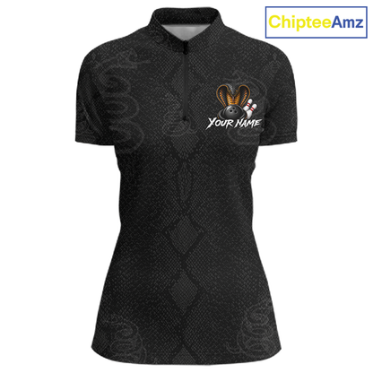 Custom Black Cobra Snake Bowling Jersey for Women Bowling Team Shirts Bowling League HNT309