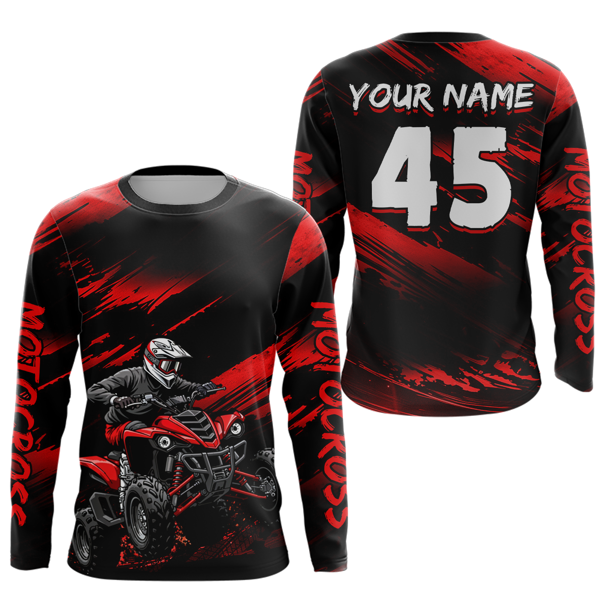 Custom Red ATV Motocross Jersey Kid Adult Quad Bike Jersey Off-Road Shirt UPF30+ DNT58