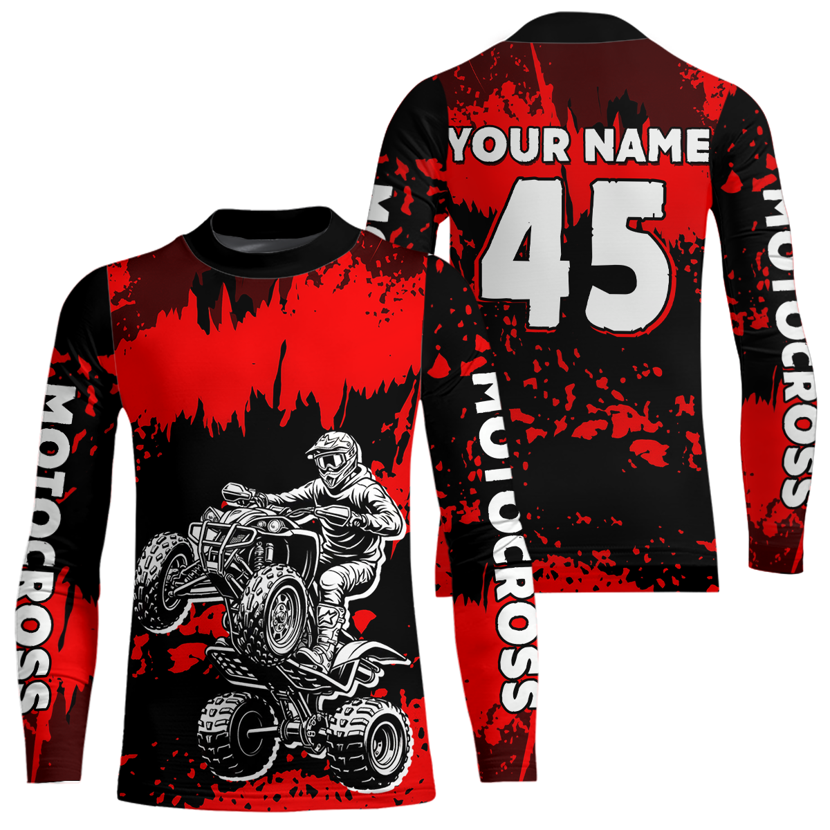 Red ATV Motocross Jersey Kid Adult Custom Quad Bike Jersey Off-Road Shirt UPF30+ DNT59