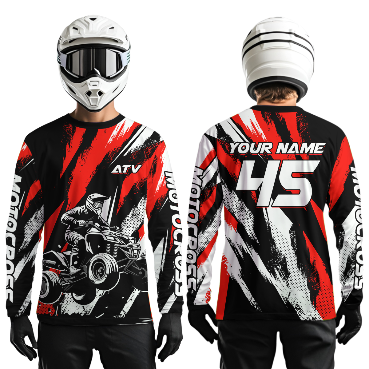 Red ATV Motocross Shirts Kid Men Women Custom Quad Bike Off-Road Shirt UPF30+ DNT60