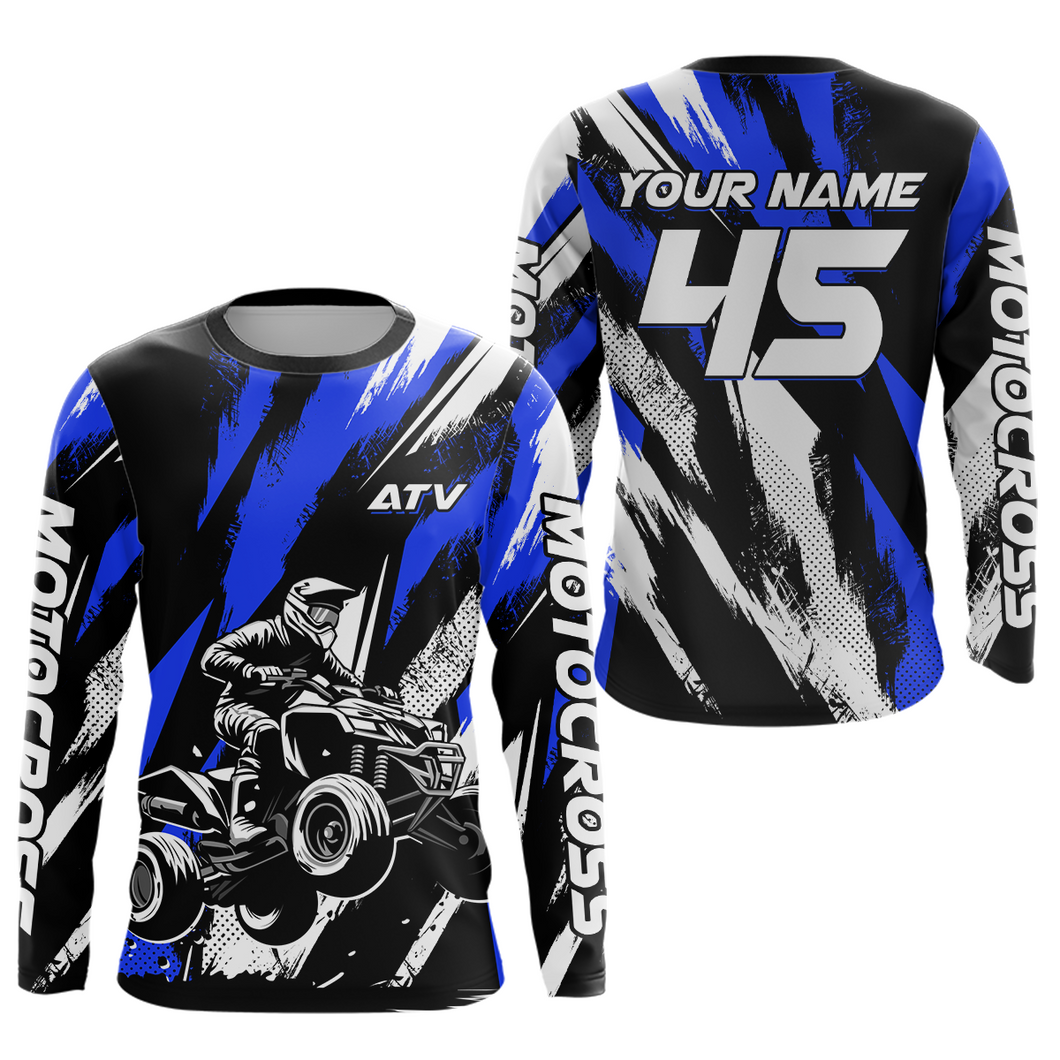Blue ATV Motocross Shirts Kid Men Women Custom Quad Bike Off-Road Shirt UPF30+ DNT60