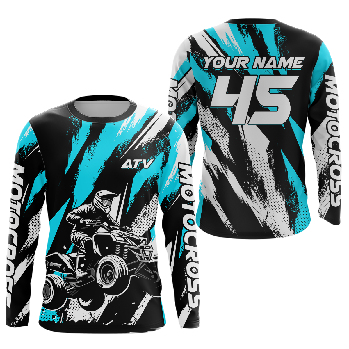 Turquoise ATV Motocross Shirts Kid Men Women Custom Quad Bike Off-Road Shirt UPF30+ DNT60