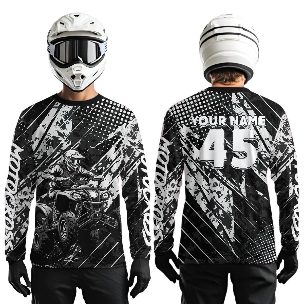 Custom Black ATV Motocross Shirts Kid Men Women Off-Road Quad Bike Shirt UPF30+ DNT61