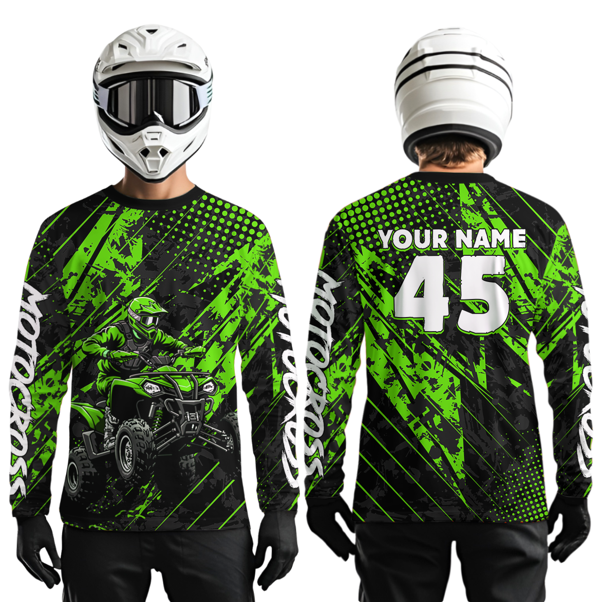 Custom Green ATV Motocross Shirts Kid Men Women Off-Road Quad Bike Shirt UPF30+ DNT61