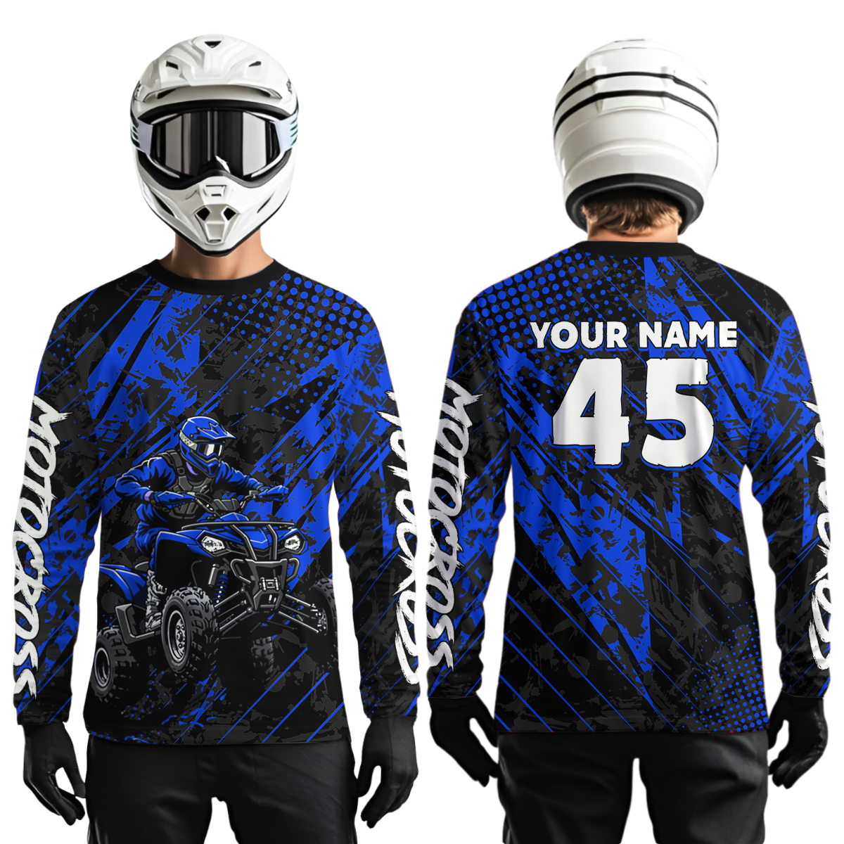 Custom Blue ATV Motocross Shirts Kid Men Women Off-Road Quad Bike Shirt UPF30+ DNT61