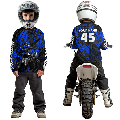 Custom Blue ATV Motocross Shirts Kid Men Women Off-Road Quad Bike Shirt UPF30+ DNT61