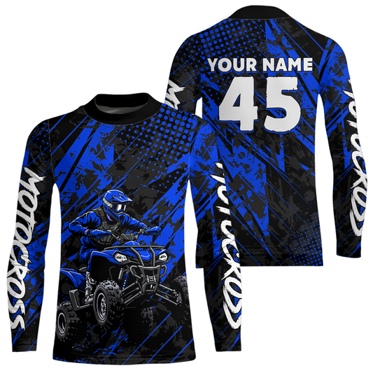 Custom Blue ATV Motocross Shirts Kid Men Women Off-Road Quad Bike Shirt UPF30+ DNT61