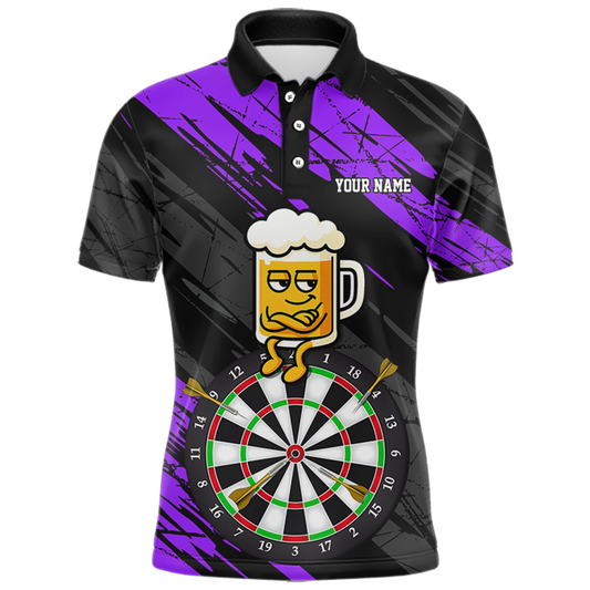 Custom Purple Funny Beer Darts Board Dart Shirts For Men Darts Team Jerseys Dart Tournament NNT120