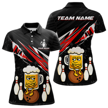 Load image into Gallery viewer, Custom Red Funny Beer Bowling Jersey for Women Bowling Team Shirts Polo &amp; 1/4 Zip HNT170