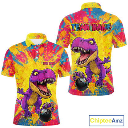 Custom Graffiti Dinosaur Bowling Jersey for Men Unisex Bowling Shirts for Team Polo & 1/4 Zip HNT240