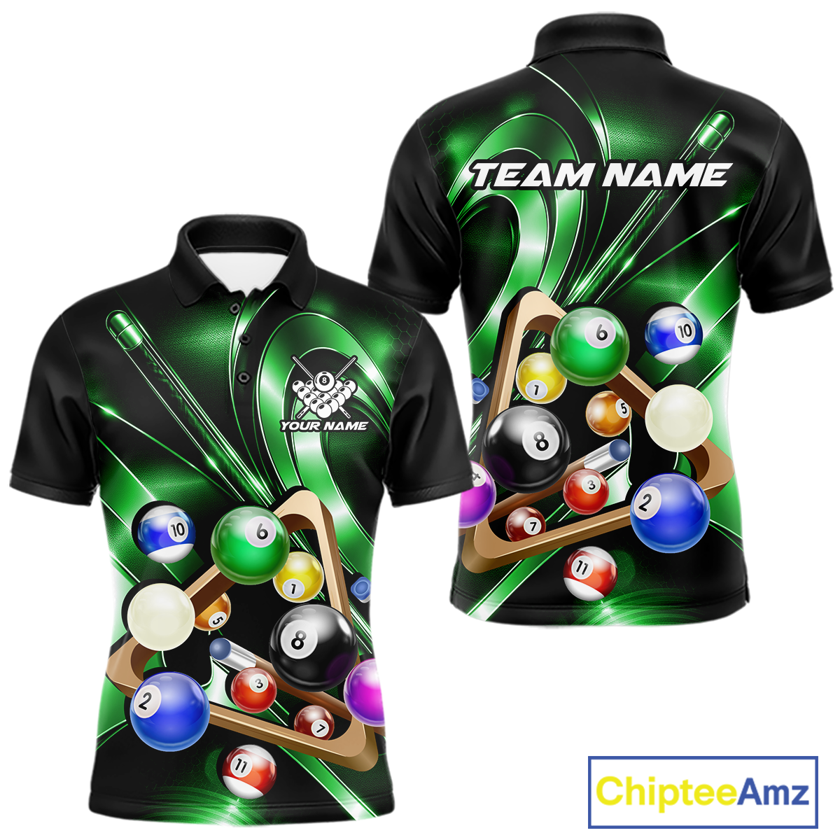 Custom Ball Pool Shirts Green Billiard Shirt for Men Billiard Team Jersey Billiard League NNT180