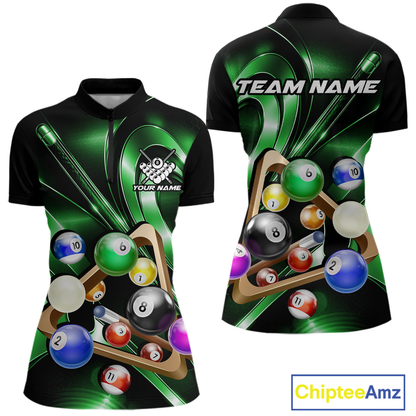 Custom Ball Pool Shirts Green Billiard Shirt for Women Billiard Team Jersey Billiard League NNT180