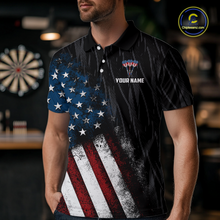 Load image into Gallery viewer, Custom US Flag Eagle Dart Shirts for Men Darts Team Jerseys Dart Tournament Polo &amp; 1/4 Zip NNT142