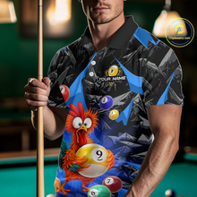 Load image into Gallery viewer, Custom Funny Blue Chicken 9 Ball Pool Billiard Shirt for Men Polo &amp; 1/4 Zip, Billiard Team Jerseys NNT157