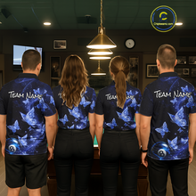 Load image into Gallery viewer, Custom Blue Butterfly Galaxy 8 Ball Billiard Shirt for Men Billiard Team Jersey Billiard League NNT192